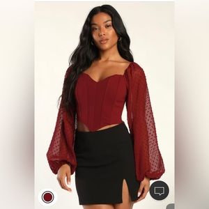 Lulus Long Sleeve Cropped Bustier Top